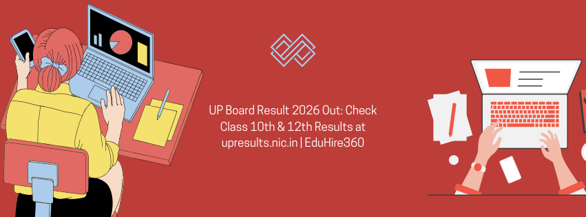 Students checking UP Board Result 2026 on a laptop screen with the official website open.